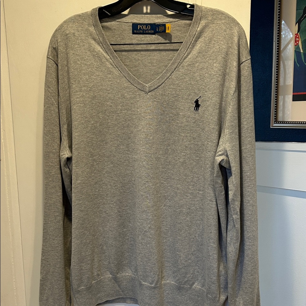 Polo by Ralph Lauren Light Gray V-Neck Sweater